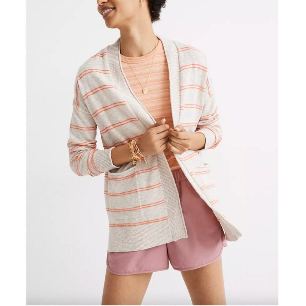 Madewell Bradley Cardigan Sweater in Textured Stripe